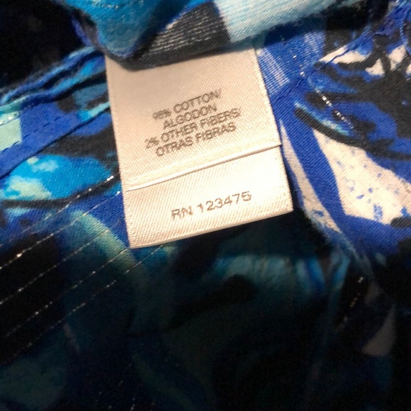 Emma James Top Blue‎ Swirl Print Top Pleated Ruffle Blouse Button Down Blouse - Picture 10 of 10